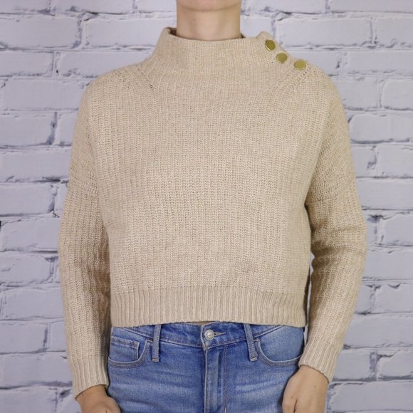 NWT wool blend beige knit mock neck sweater b1 - Picture 3 of 7